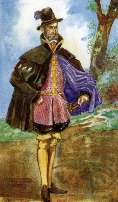 Costume maschile durante il regno di Maria I (1553-1558) da Dion Clayton Calthrop